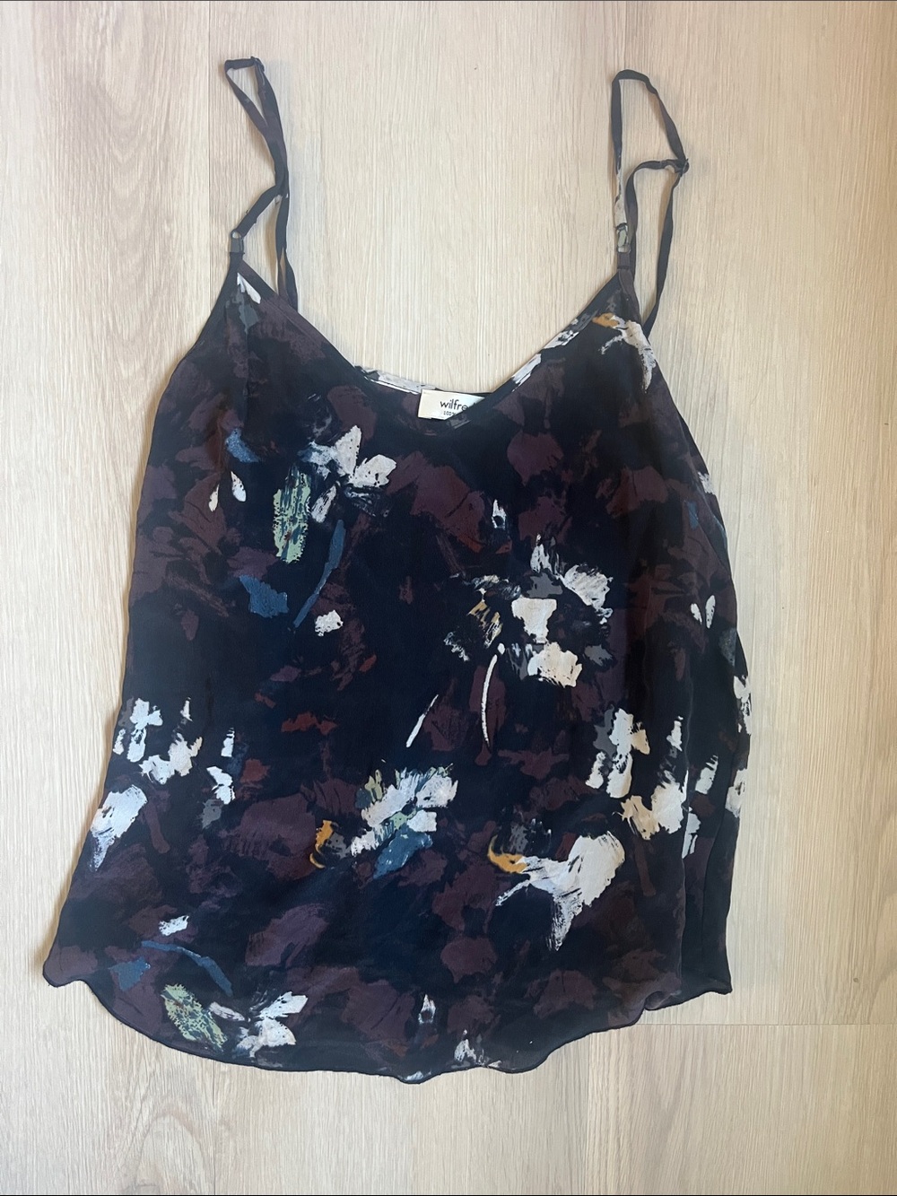 Wilfred Black Floral Brushstroke Silk Cami